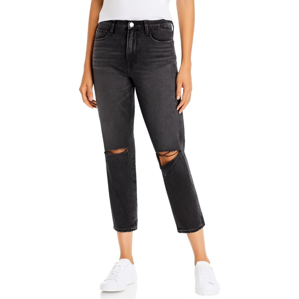 NWT FRAME Le Sylvie Slender Straight in Wilkinson Rips High Rise Jeans 27